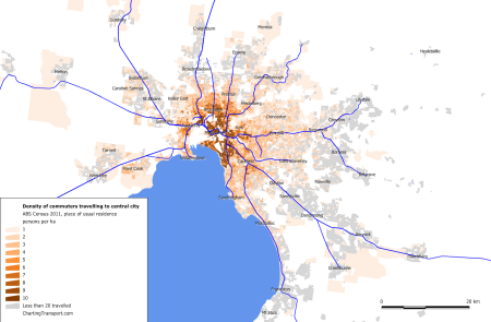 Melb 2011 density of central city workers
